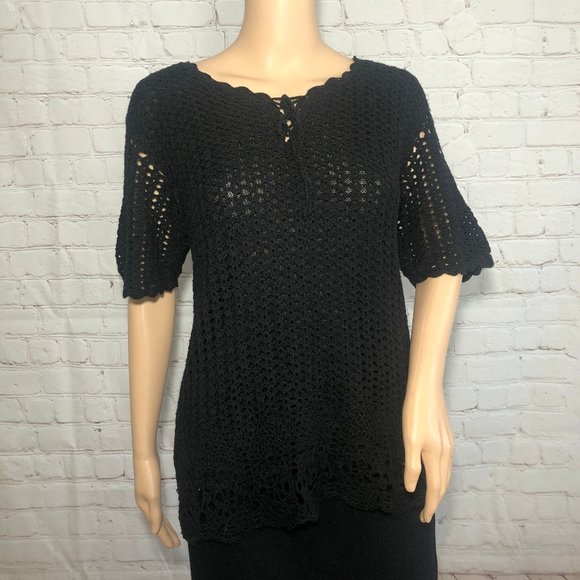 Carolyn Taylor Black crochet sweater - Picture 1 of 4